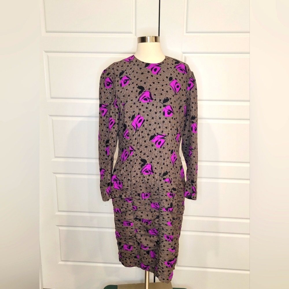 ESCADA VINTAGE 100% SILK FLORAL DRESS SIZE 12